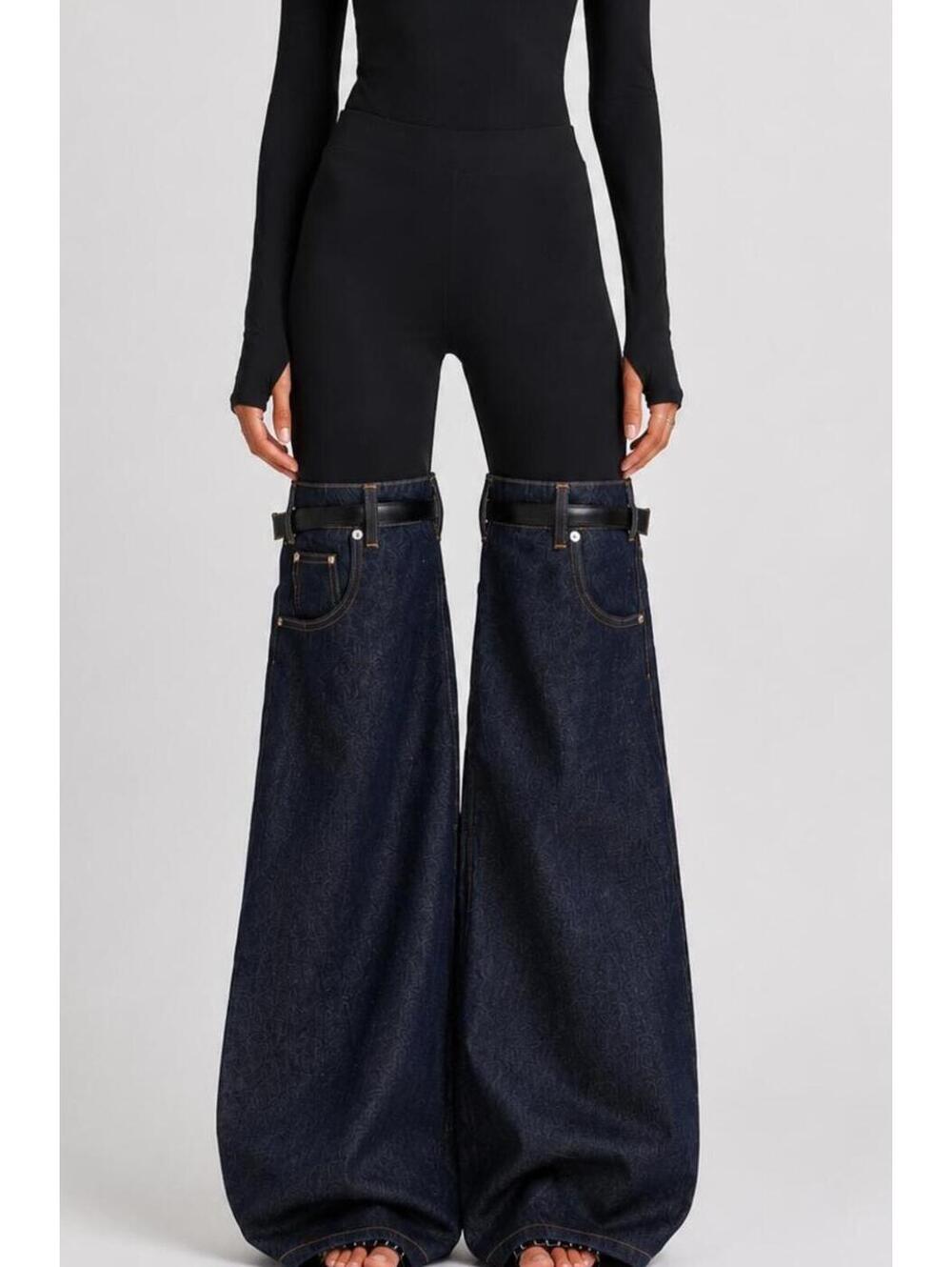 Coperni Hybrid Denim Flare Trousers Dark Indigo IT 42 US 6 | NWT
